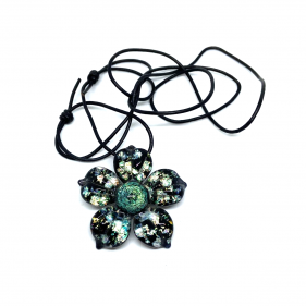 Mars Glassworks Blumen-Anhänger aus Glas Schwarz