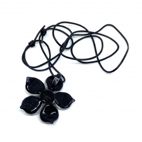 Mars Glassworks Blumen-Anhänger aus Glas Schwarz