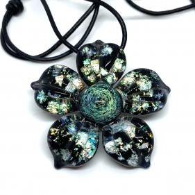 Mars Glassworks Blumen-Anhänger aus Glas Schwarz