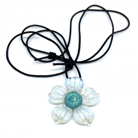 Mars Glassworks Blumen-Anhänger aus Glas Eisblau