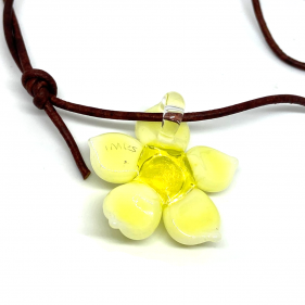 Mars Glassworks Blumen-Anhänger aus Glas Gelb