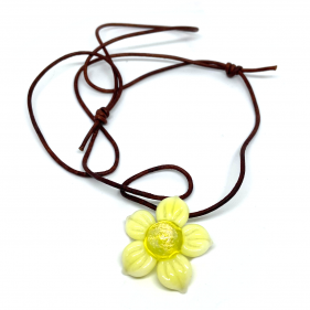 Mars Glassworks Blumen-Anhänger aus Glas Gelb