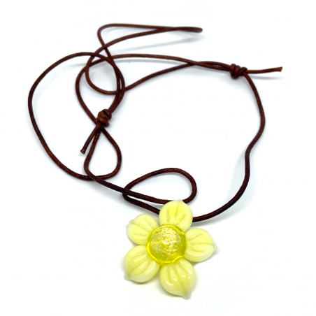 Mars Glassworks Blumen-Anhänger aus Glas Gelb