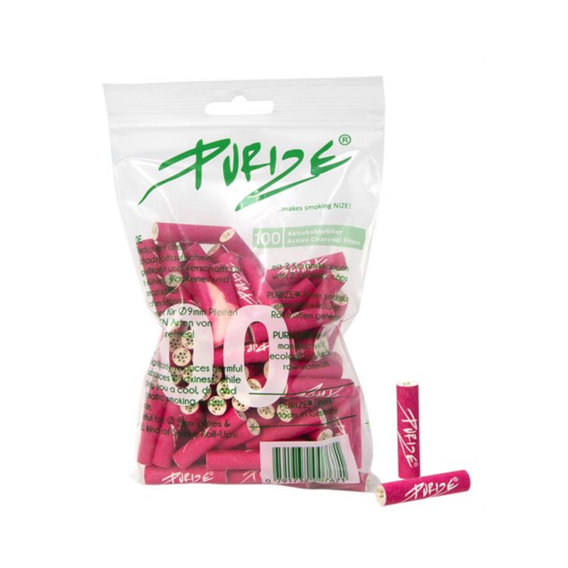 PURIZE Regular Size Pink Aktivkohlefilter 8mm 100 Stk.