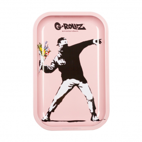 Banksy's Flower Thrower Pink Tablett Rolling Tray M