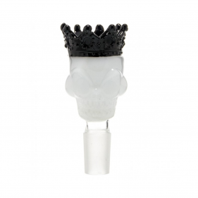 Glas Steckkopf 'Skull King' NS19 Weiß
