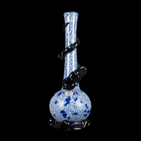 Noble Glass Small Softglas Bong mit Wrap GonG Blau-Weiß