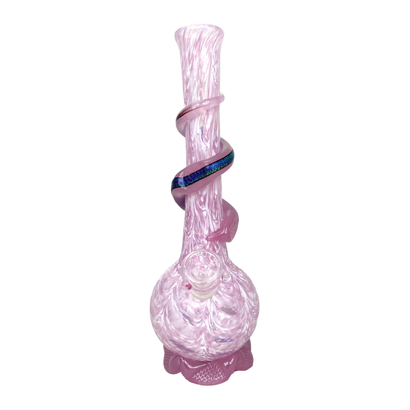 Noble Glass Texturierte Softglas Bong mit Dichro Wrap Pink