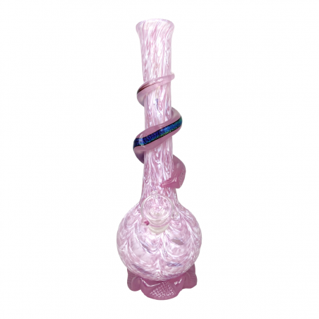Noble Glass Texturierte Softglas Bong mit Dichro Wrap Pink