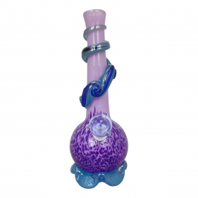 Noble Glass Texturierte Softglas Bong mit Dichro Wrap Lila-Pink