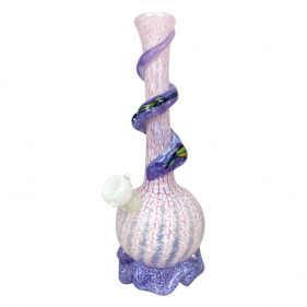 Noble Glass Texturierte Softglas Bong mit Dichro Wrap Lila-Pink