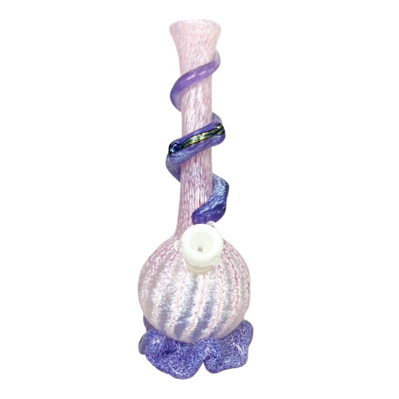 Noble Glass Texturierte Softglas Bong mit Dichro Wrap Lila-Pink