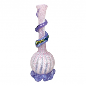 Noble Glass Texturierte Softglas Bong mit Dichro Wrap Lila-Pink