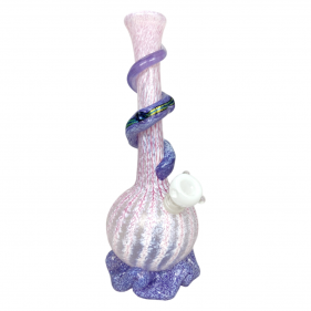 Noble Glass Texturierte Softglas Bong mit Dichro Wrap Lila-Pink