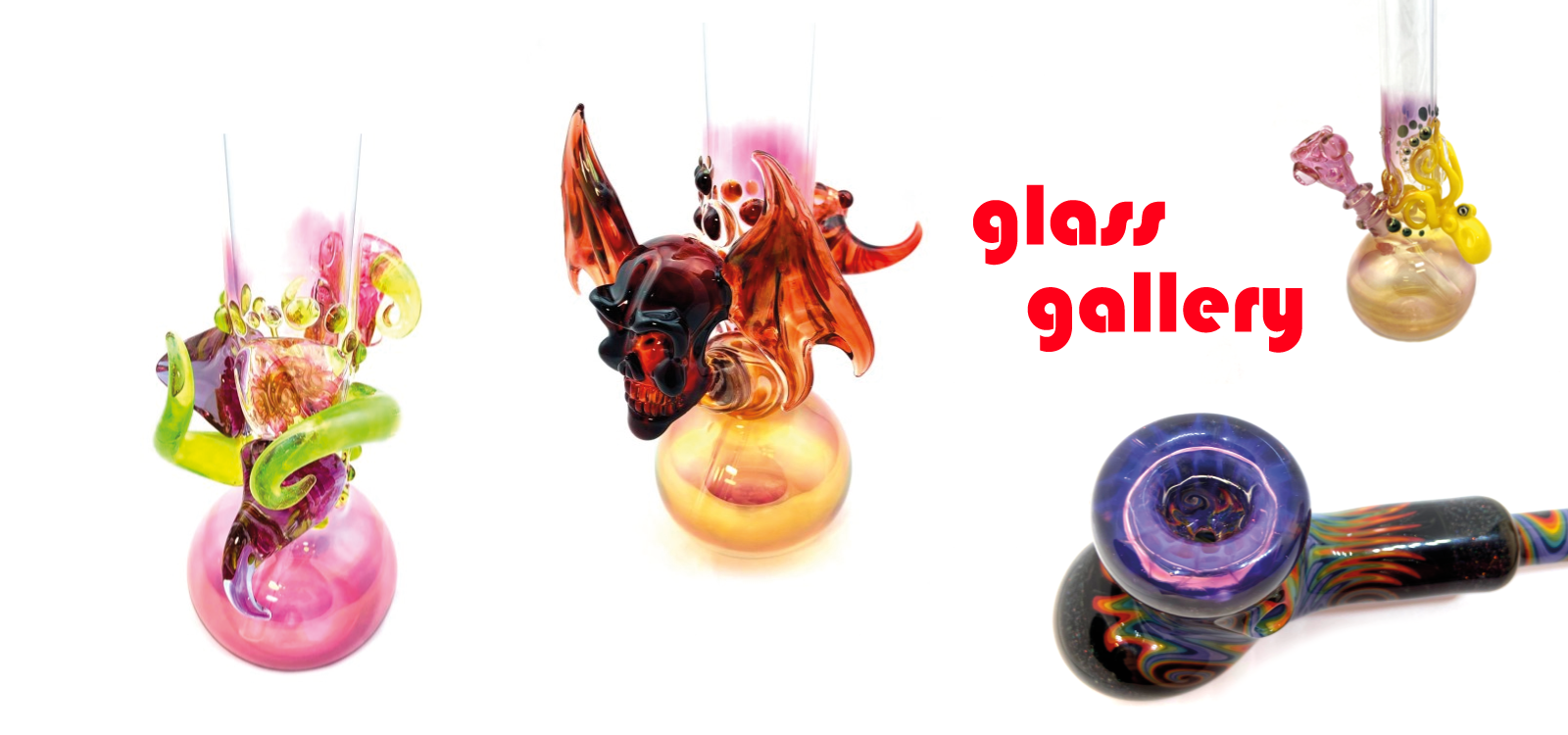 Checkt den Glasgalerie für aussergewöhnliche Pfeifen, Bongs und Glaaskunst